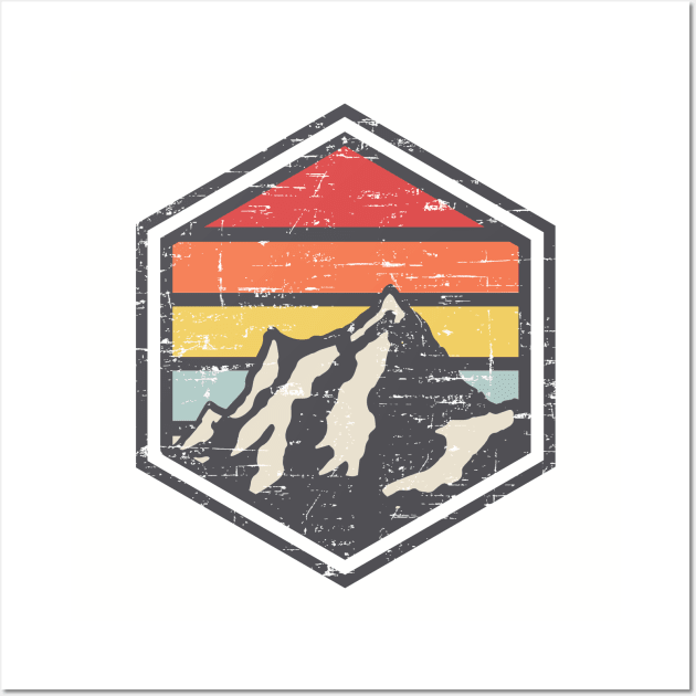 Retro Badge Hiker Wall Art by rojakdesigns